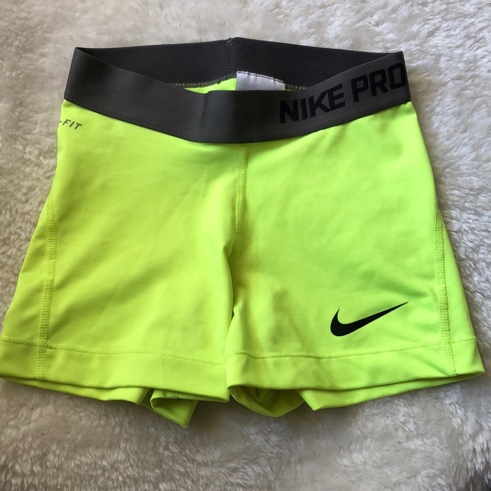 Nike Pro Dri Fit Spandex Shorts - Neon Yellow - XS